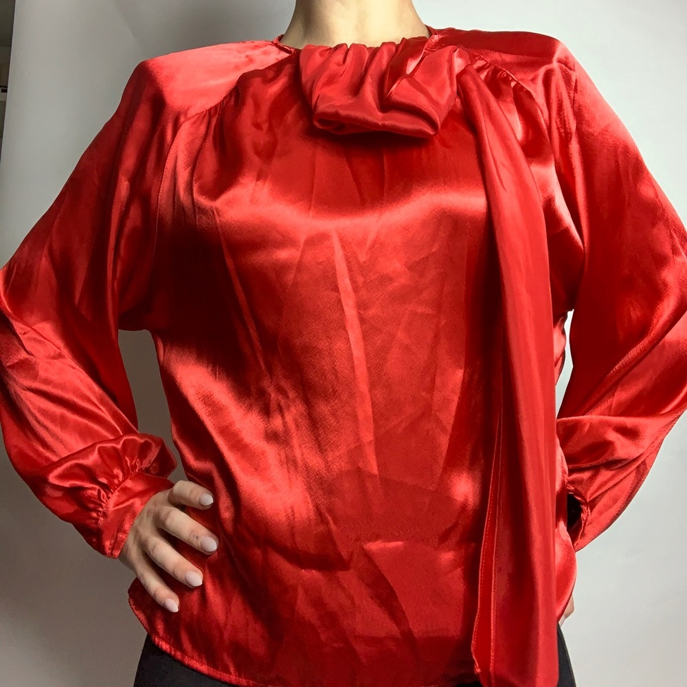 Red satin vintage blouse